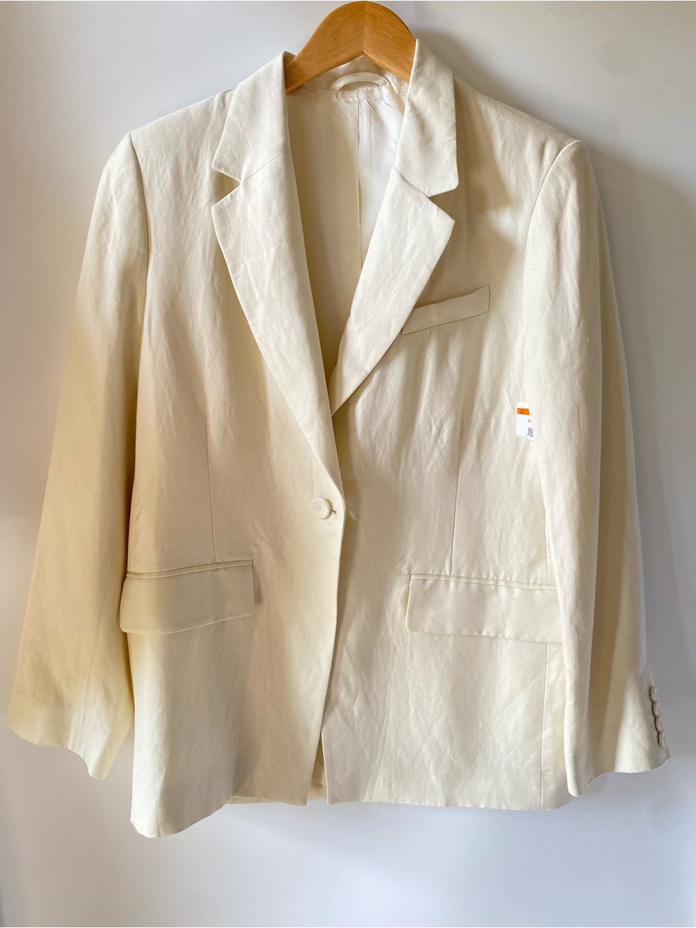 & Other Stories Linen Blend Blazer Cream Single Button Tailored SZ 8